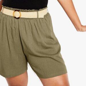 City Chic Kara Shorts Olive Women Size 14